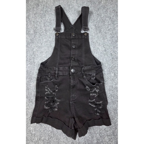 Rue21 Pants - rue21 Overall Shorts Black Distressed Denim Women's Size 8 Stretch